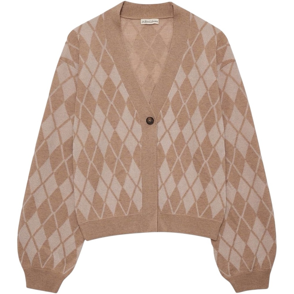 NWT Cassidy Argyle Cardigan by For Love and Lemons in Brown/Pink Size Medium